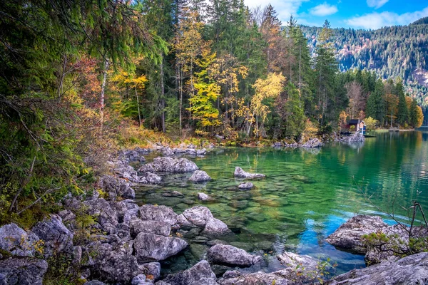 Eibsee lac Allemagne Garmisch en automne — Photo
