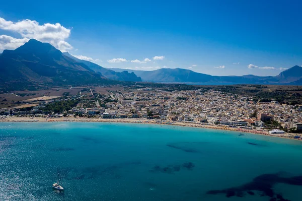 San vito lo Capo costa playa turística vista aérea — Foto de Stock