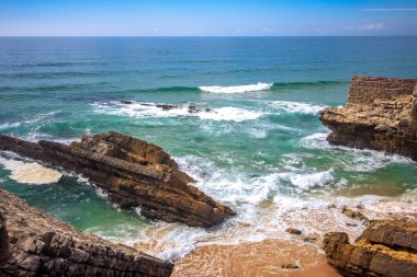 Praia do Guincho in Stormy weather, Ünlü Guincho Beach in Portugal