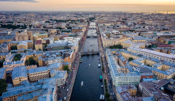 Vista Aérea Ciudad Atardecer San Petersburgo Rusia — Foto de Stock