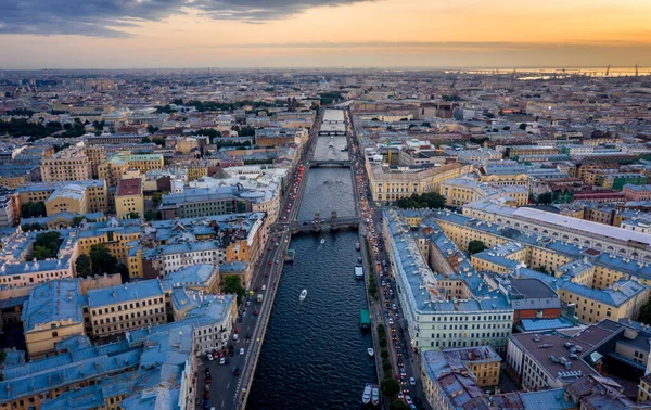 Vista Aérea Ciudad Atardecer San Petersburgo Rusia — Foto de Stock