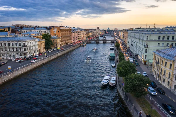 Vista Aérea Ciudad Atardecer San Petersburgo Rusia — Foto de Stock