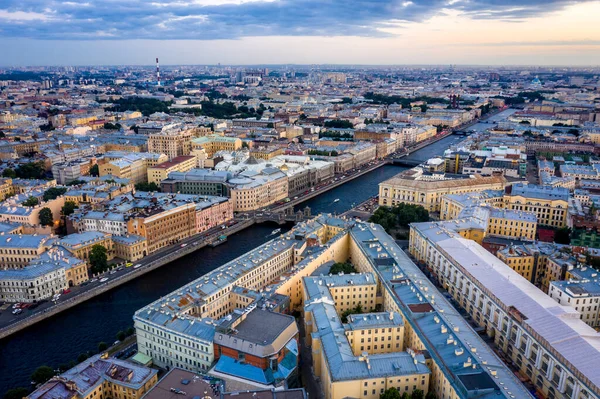 Vista Aérea Ciudad Atardecer San Petersburgo Rusia — Foto de Stock