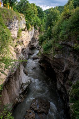 Khadzhokhsky Vadisi 'nde Belaya Nehri. Yazın. Rusya, Adygea Cumhuriyeti .