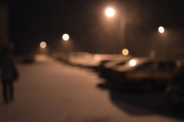 Gece kış şehir ışıkları