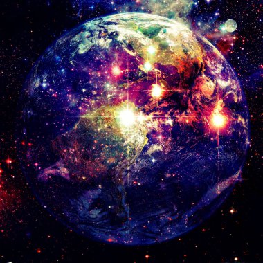 Seyyare yerküre ve gökada. Nasa tarafından döşenmiş bu görüntü unsurları.