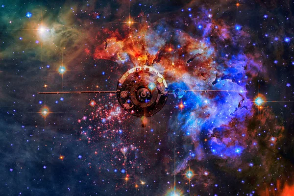 Uzay Gemisi Uzay Bulutsusu Arka Planı Nasa Tarafından Döşenmiş Görüntü — Stok fotoğraf