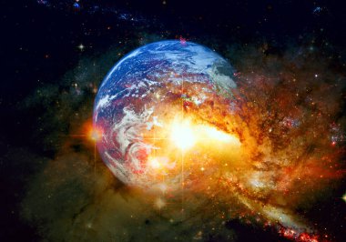 Dünya gezegeni dış uzayda. Bu görüntünün elementleri NASA tarafından desteklenmektedir.