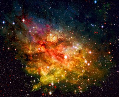 Bulutsu, yıldız ve galaksi derin uzayda. Nasa tarafından döşenmiş bu görüntü unsurları.