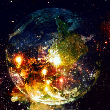 Seyyare yerküre ve gökada. Nasa tarafından döşenmiş bu görüntü unsurları.