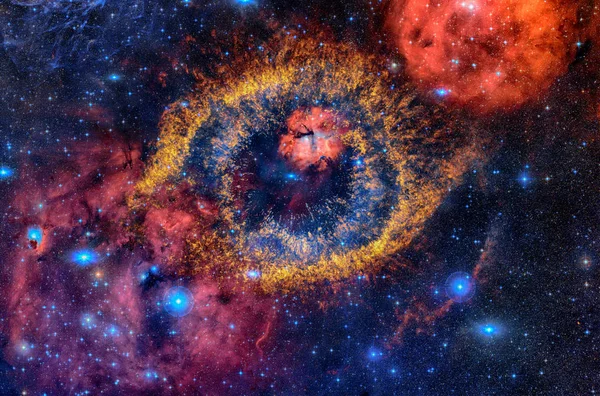 太空中有星星的明亮星云 Nasa 提供的这个图像的元素 — 图库照片