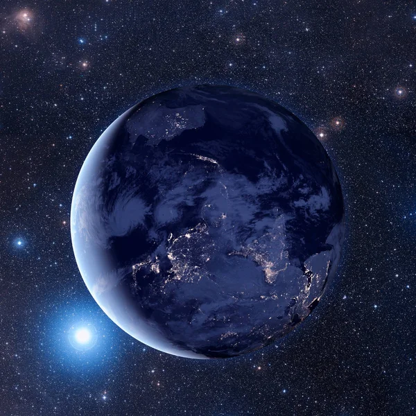 Natt Syn Planeten Jorden Delar Denna Bild Inredda Nasa — Stockfoto