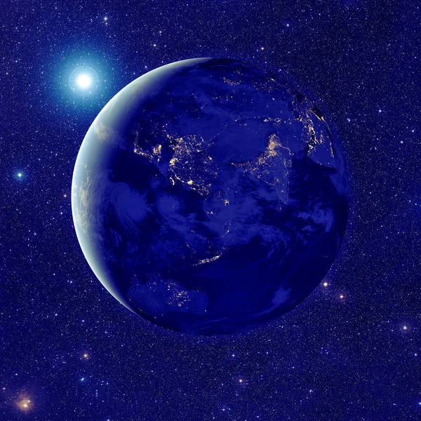 Vista Nocturna Del Planeta Tierra Elementos Esta Imagen Amueblado Por Fotos De Stock
