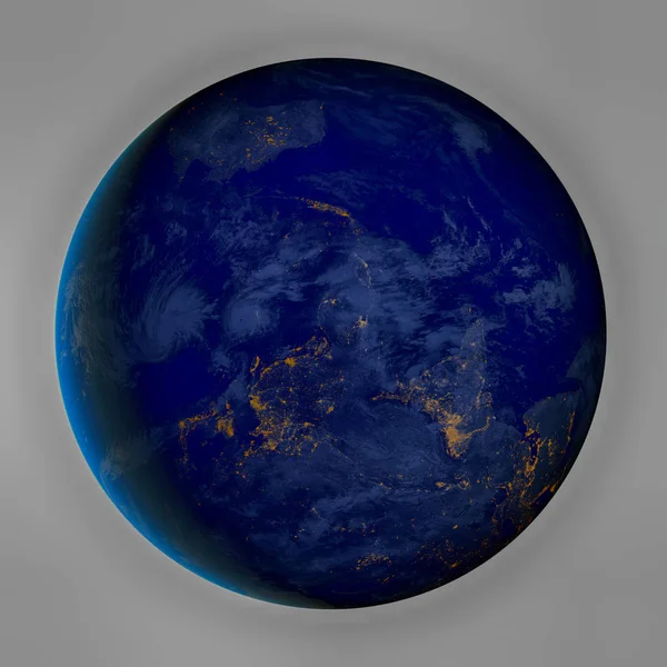Nattvisning Jorden Planeten Isolerad Vit Bakgrund Delar Denna Bild Inredda — Stockfoto