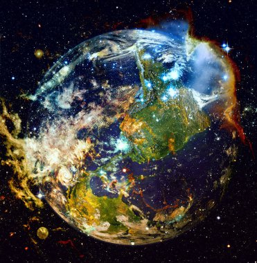 Uzayda güzel gezegen Dünya'nın. Nasa tarafından döşenmiş bu görüntü unsurları.