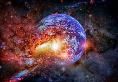 Dünya gezegeni dış uzayda. Bu görüntünün elementleri NASA tarafından desteklenmektedir.