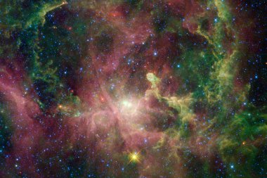 İnanılmaz güzel galakside bir yerlerde derin uzay. Bilim kurgu duvar kağıdı. Nasa tarafından döşenmiş bu görüntü unsurları