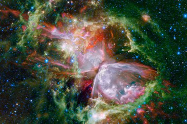 Galakside bir yerlerde derin uzay. Evren güzelliği. Nasa tarafından döşenmiş bu görüntü unsurları