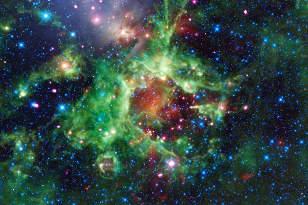 Kosmiska Galaxy Bakgrund Med Ljusa Stjärnor Nebulosor Och Stardust Delar — Stockfoto