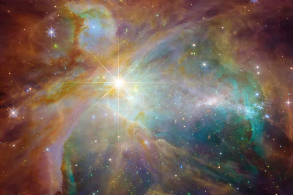 Mgławica Piękne Jasne Gwiazdy Przestrzeni Kosmicznej Świecące Tajemniczy Wszechświat Elementy — Zdjęcie stockowe