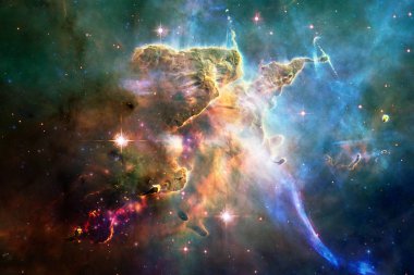 Kozmik peyzaj, sonsuz uzay ile renkli bilim kurgu duvar kağıdı. Nasa tarafından döşenmiş bu görüntü unsurları