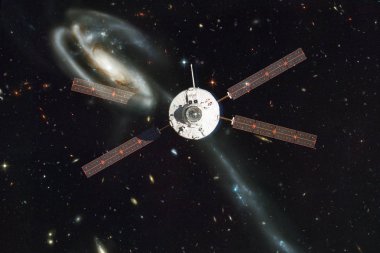 Uzay aracının uzaya fırlatma. Uzaydan güzelliği. Milyarlarca galaksi evrende. Nasa tarafından döşenmiş bu görüntü unsurları