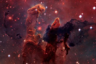 Bulutsular ve uzayda çok yıldız. Nasa tarafından döşenmiş bu görüntü unsurları