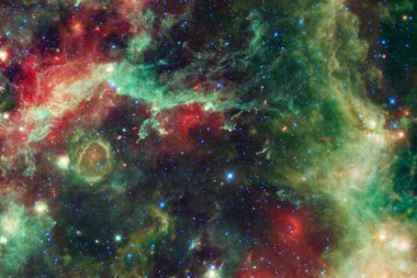 Parlak yıldızlar ve galaksiler uzay araştırmaları güzelliği gösterilen derin uzayda ile evren sahne. Nasa tarafından döşenmiş bu görüntü unsurları