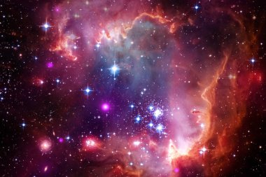 Bulutsular ve uzayda çok yıldız. Nasa tarafından döşenmiş bu görüntü unsurları.