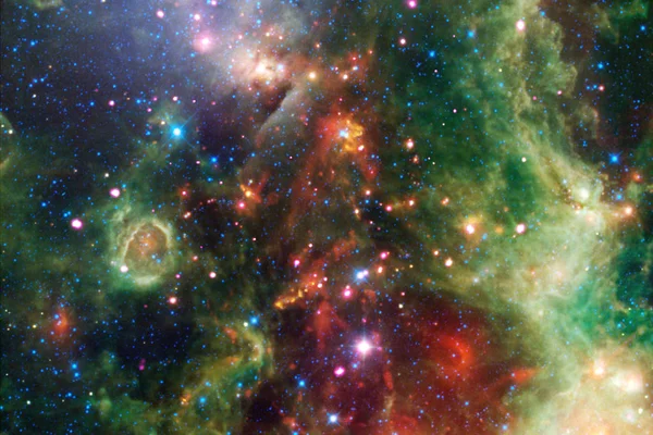 宇宙场景中明亮的恒星和星系在深空显示太空探索的美丽 美国宇航局提供的这张图片的元素 — 图库照片