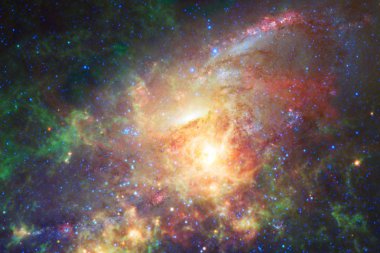 Parlak yıldızlar ve galaksiler uzay araştırmaları güzelliği gösterilen derin uzayda ile evren sahne. Nasa tarafından döşenmiş bu görüntü unsurları