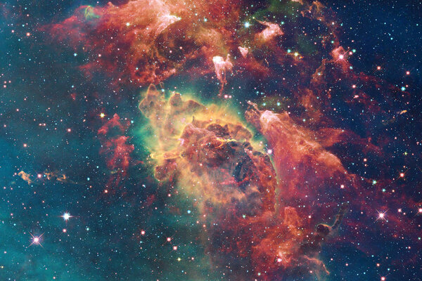 Outer space art. Nebulas, galaxies and bright stars in beautiful composition. Elements of this image furnished by NASA