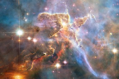 Bulutsular ve uzayda çok yıldız. Nasa tarafından döşenmiş bu görüntü unsurları.