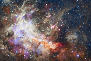 Kozmik gökada bulutsu, stardust ve parlak yıldızlar arka plan. Nasa tarafından döşenmiş bu görüntü unsurları.