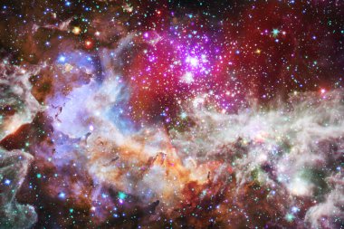 Kozmik gökada bulutsu, stardust ve parlak yıldızlar arka plan. Nasa tarafından döşenmiş bu görüntü unsurları.