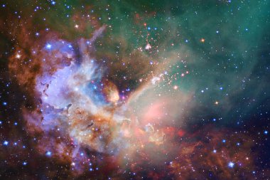Kozmik gökada bulutsu, stardust ve parlak yıldızlar arka plan. Nasa tarafından döşenmiş bu görüntü unsurları.