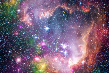Kozmik peyzaj, sonsuz uzay ile renkli bilim kurgu duvar kağıdı. Nasa tarafından döşenmiş bu görüntü unsurları