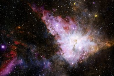 Bulutsular ve uzayda çok yıldız. Nasa tarafından döşenmiş bu görüntü unsurları.