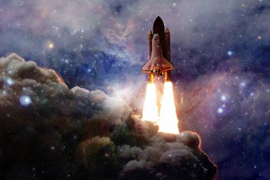 Uzay aracının uzaya fırlatma. Uzaydan güzelliği. Milyarlarca galaksi evrende. Nasa tarafından döşenmiş bu görüntü unsurları