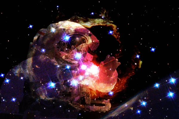 Astronaute Dans Espace Lointain Art Cosmique Éléments Cette Image Fournis — Photo