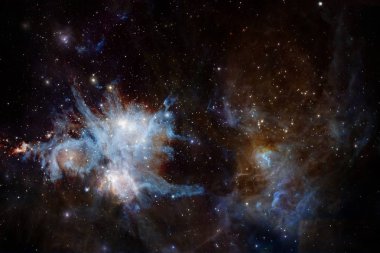 Bulutsular ve uzayda çok yıldız. Nasa tarafından döşenmiş bu görüntü unsurları