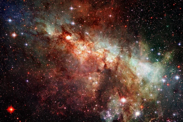 Latar belakang galaksi yang indah dengan nebula, debu bintang dan bintang terang . — Stok Foto