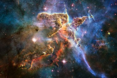 Kozmik manzara, sonsuz uzay ile renkli bilim kurgu duvar kağıdı.