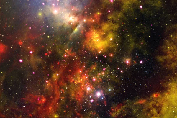 Fond de galaxie cosmique avec nébuleuses, poussière d'étoiles et étoiles brillantes . — Photo