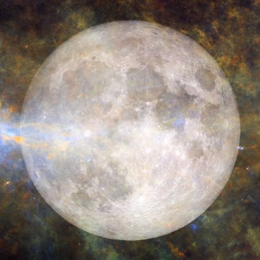 Ayın muhteşem manzarası. Güneş sistemi. NASA tarafından döşenmiş bu görüntünün elemanları