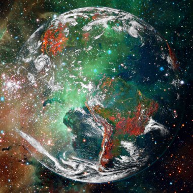 Dünya. Uzay sanatı. NASA tarafından döşenmiş bu görüntünün elemanları