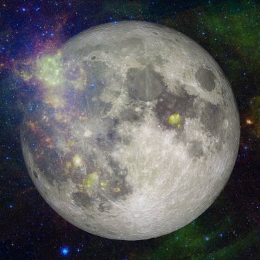 Ayın muhteşem manzarası. Güneş sistemi. NASA tarafından döşenmiş bu görüntünün elemanları