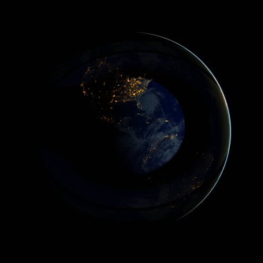 Uzayda toprağın güzel görünümü. NASA tarafından döşenmiş bu görüntünün elemanları