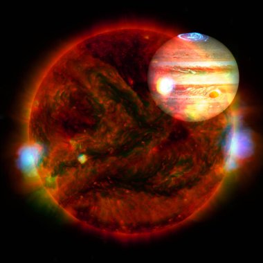 Son derece sıcak bir yıldız. Sıvı plazma. NASA tarafından döşenmiş bu görüntünün elemanları.