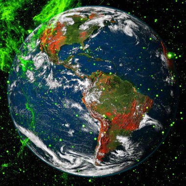 Uzayda toprağın güzel görünümü. NASA tarafından döşenmiş bu görüntünün elemanları